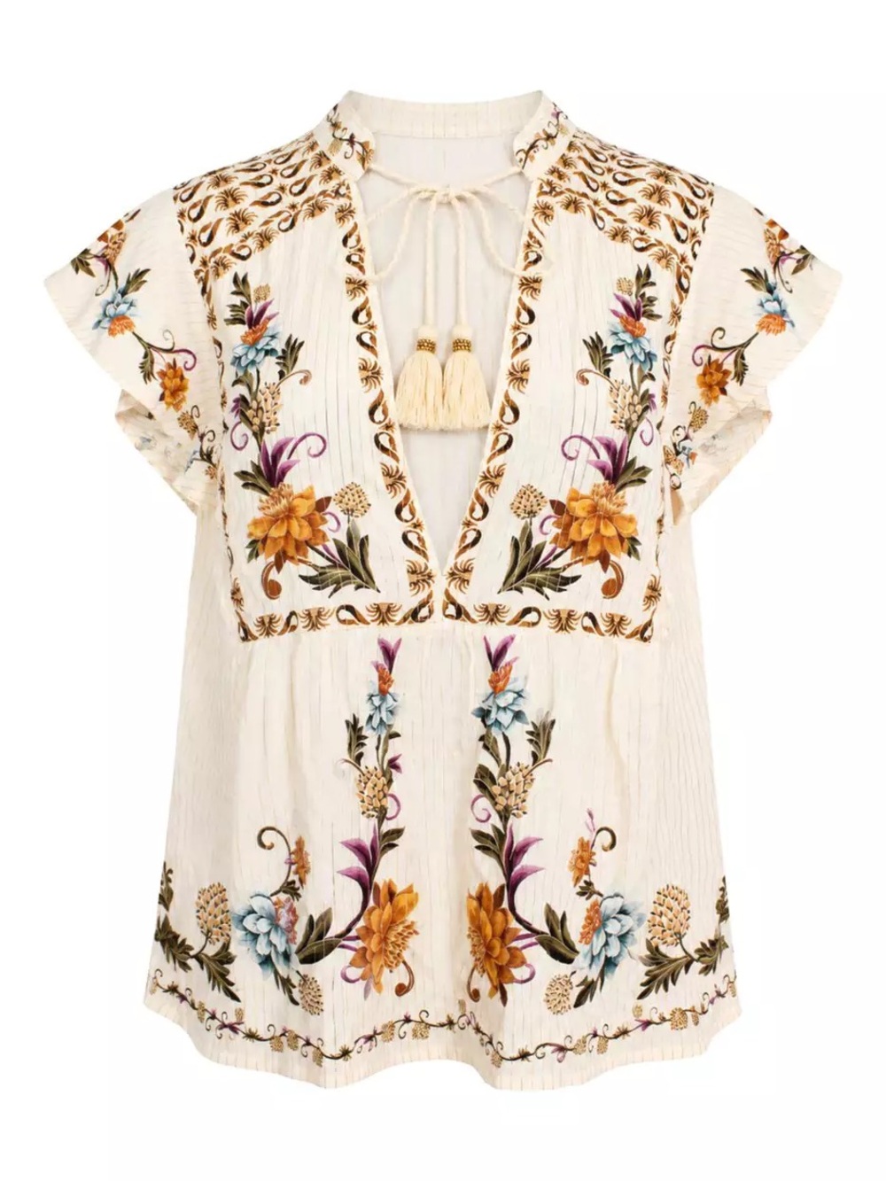 FARM RIO Brazil Creme Floral Blouse - S